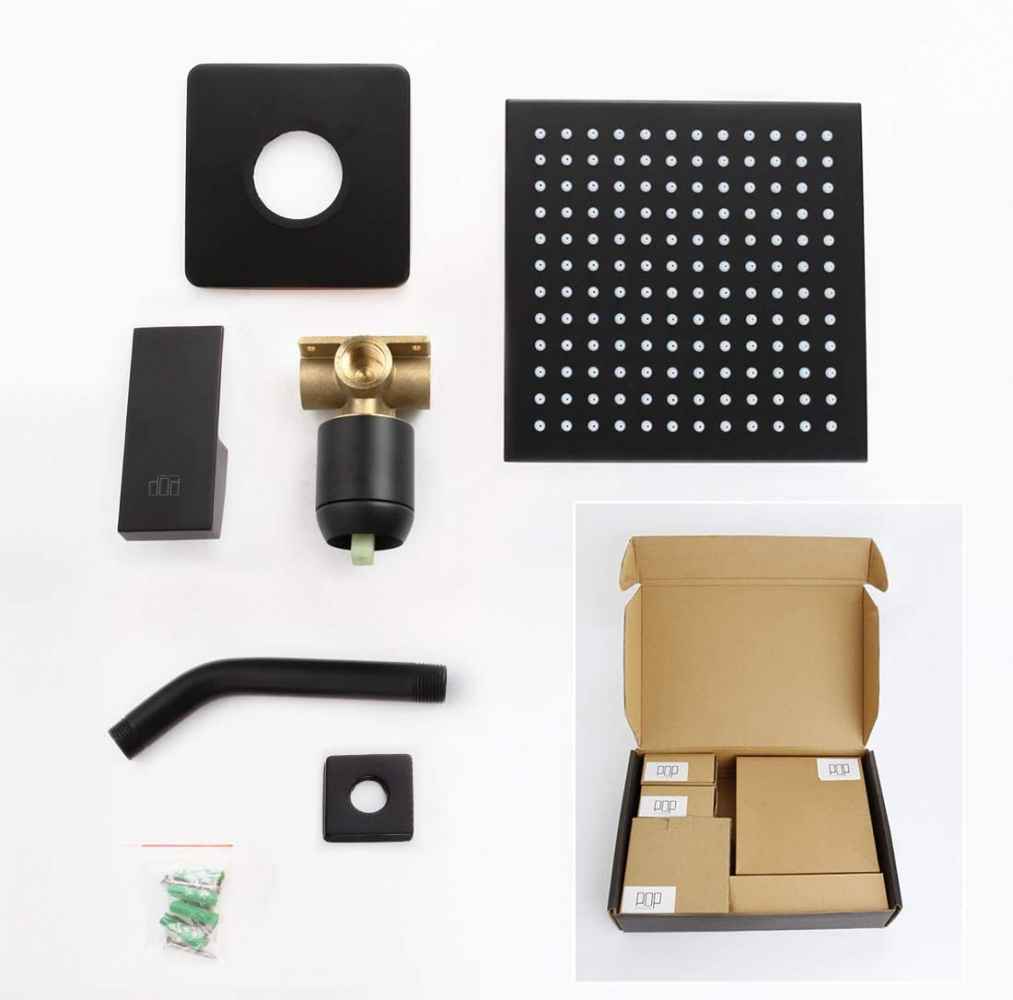 7.68-in. x 5.51-in. Shower Kit Black Stainless Steel