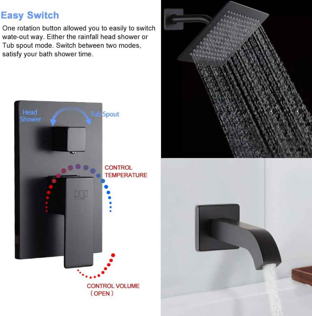 7.68-in. x 5.51-in. Shower Kit Black Stainless Steel