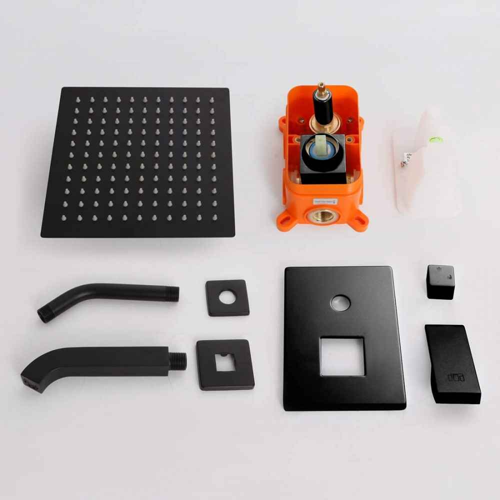 7.68-in. x 5.51-in. Shower Kit Black Stainless Steel