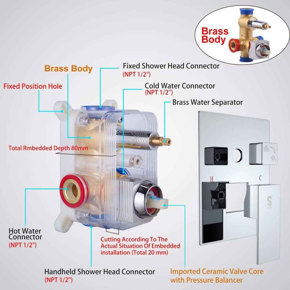 7.87-in. x 78.74-in. Shower Kit Chrome Stainless Steel