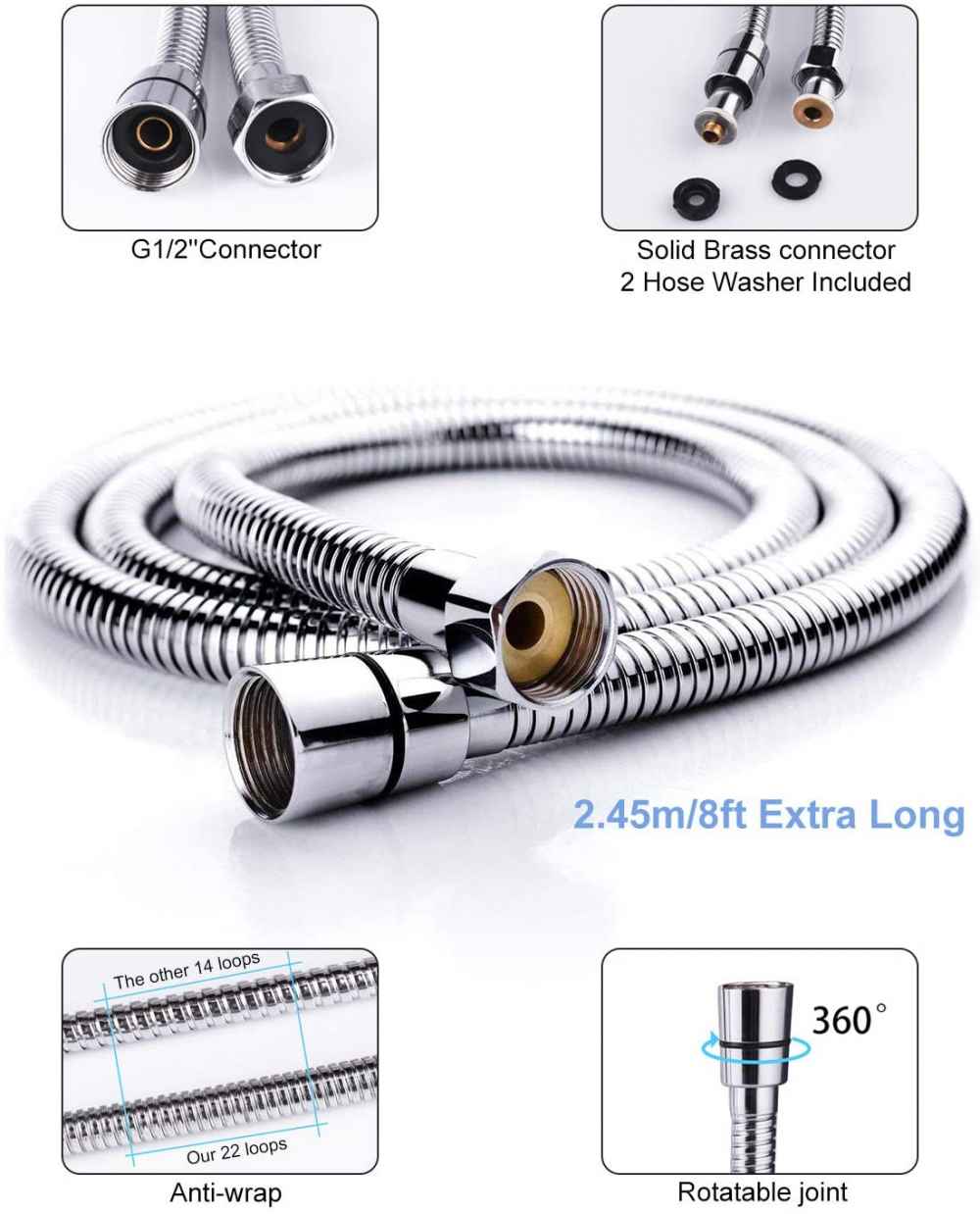 Chrome Wall Mount Stainless Steel Round Shower Head