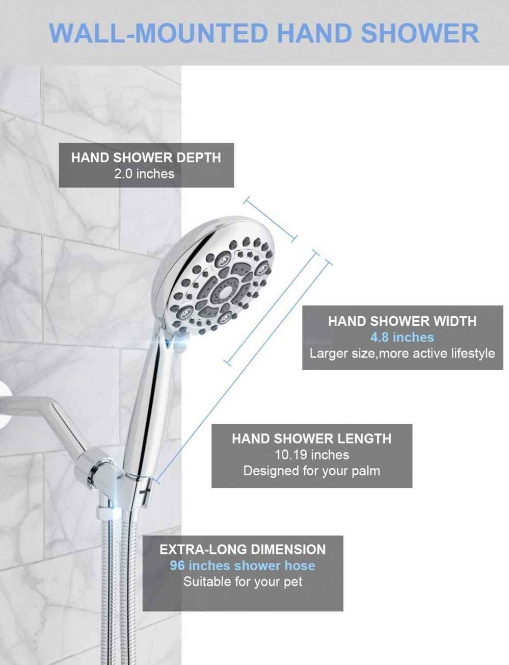 Chrome Wall Mount Stainless Steel Round Shower Head