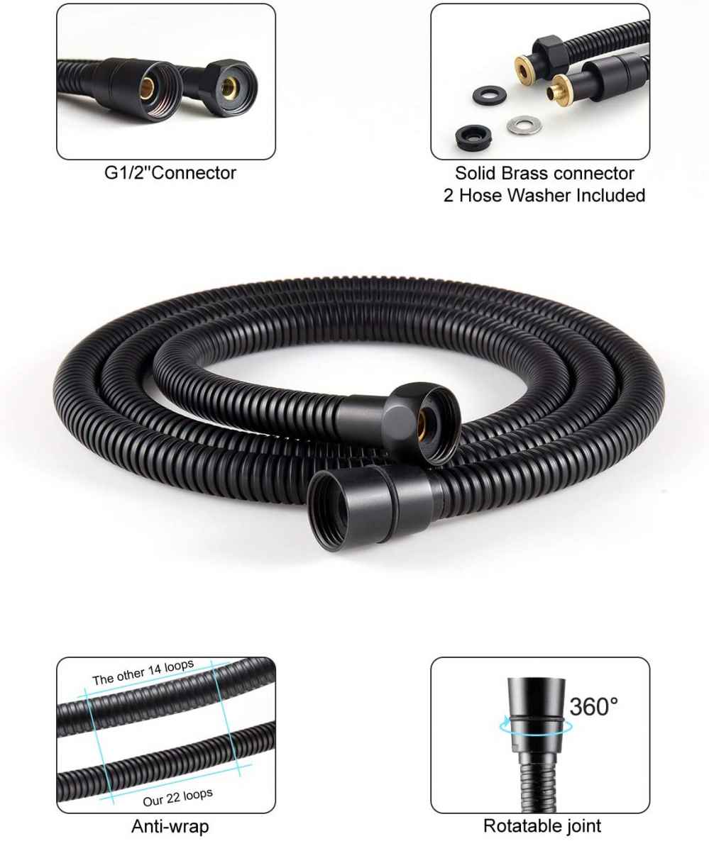 Black Wall Mount Stainless Steel Round Shower Head