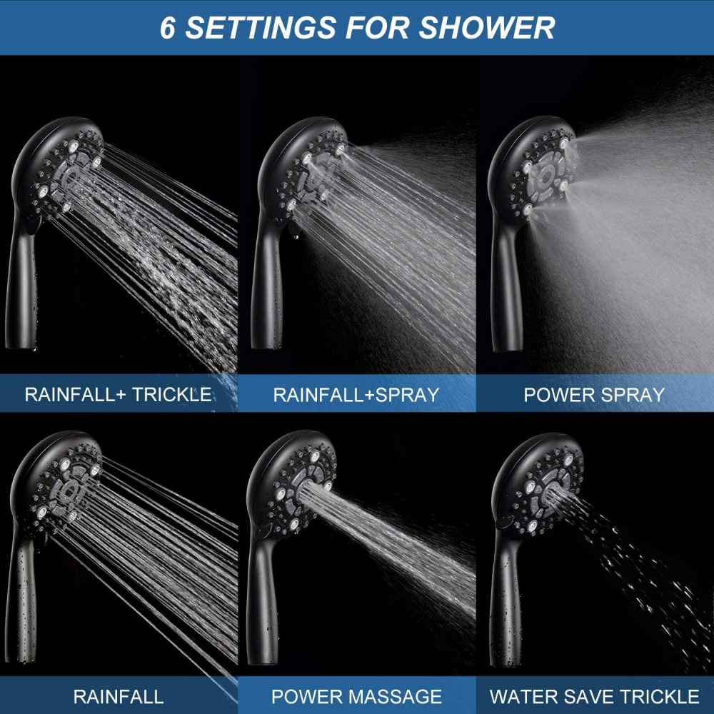 Black Wall Mount Stainless Steel Round Shower Head