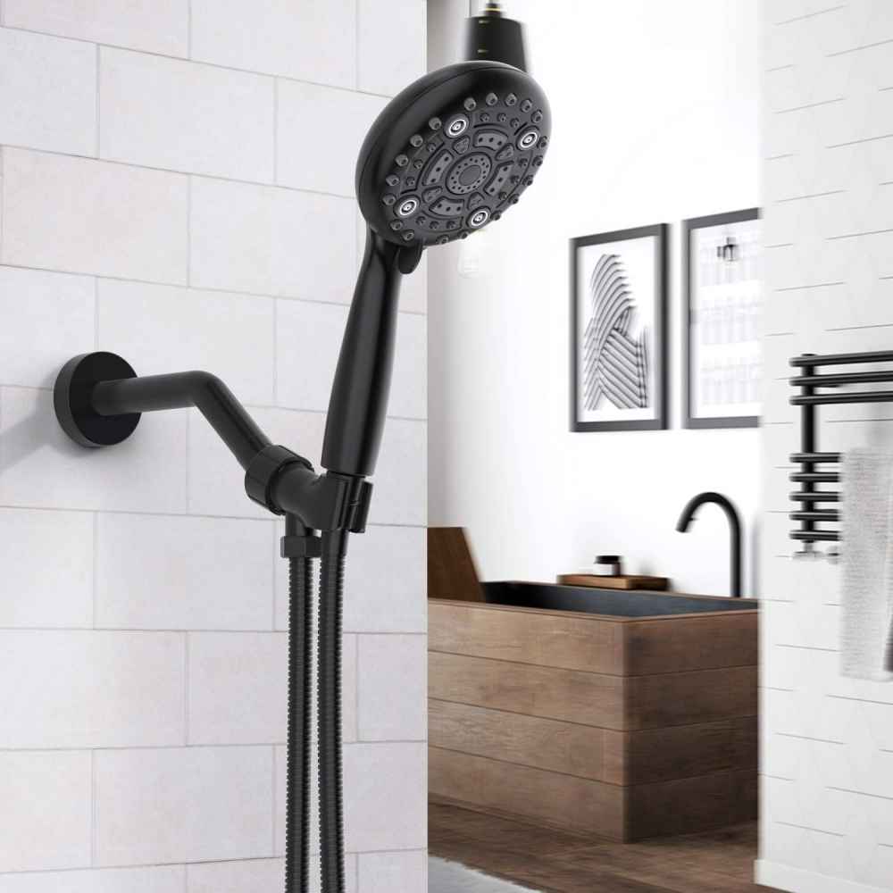 Black Wall Mount Stainless Steel Round Shower Head