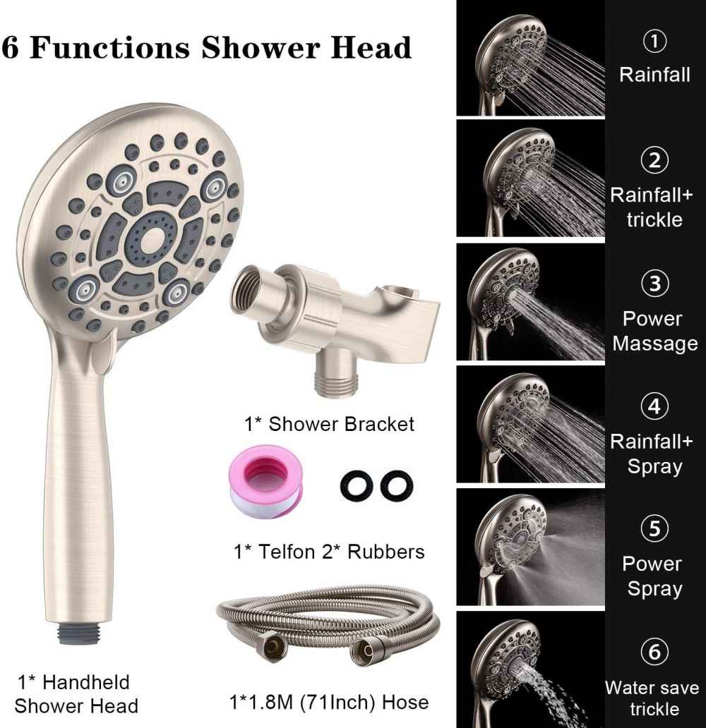 Brushed Nickel Wall Mount  Stainless Steel Round Shower Head