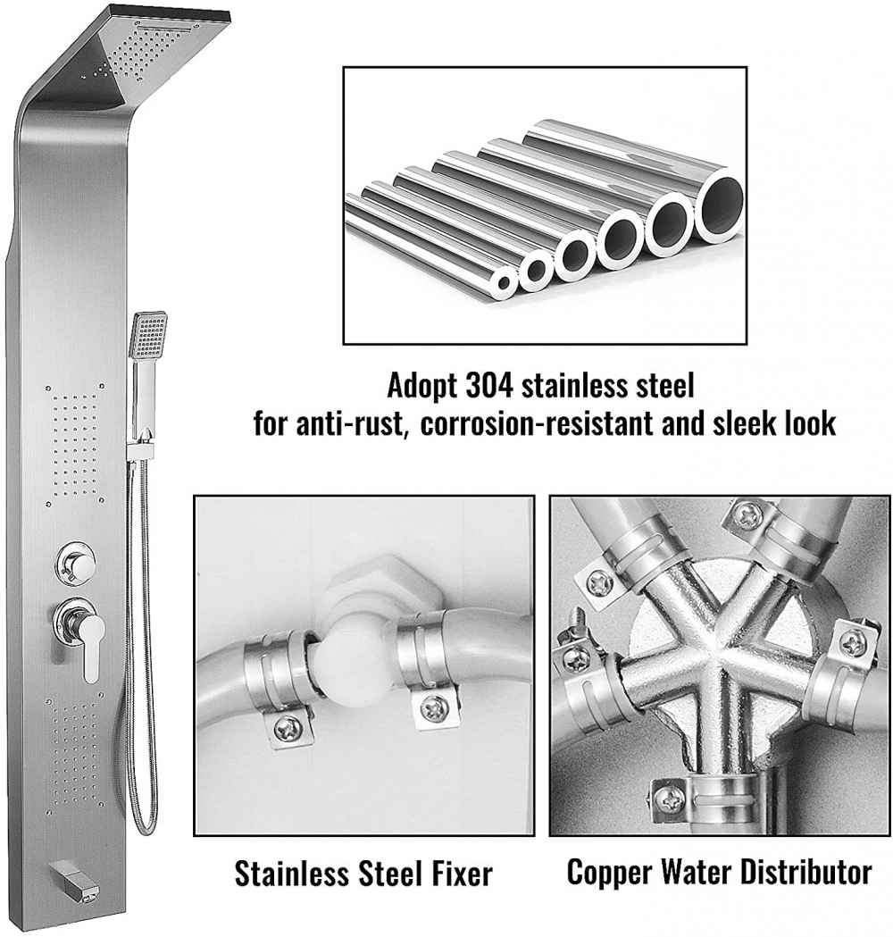 7.87-in. x 47-in. Shower Panel Stainless Steel Stainless Steel CUPC