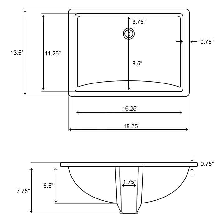 18.25-in. x 13.5-in. Ceramic Bathroom Undermount Sink In Biscuit CUPC