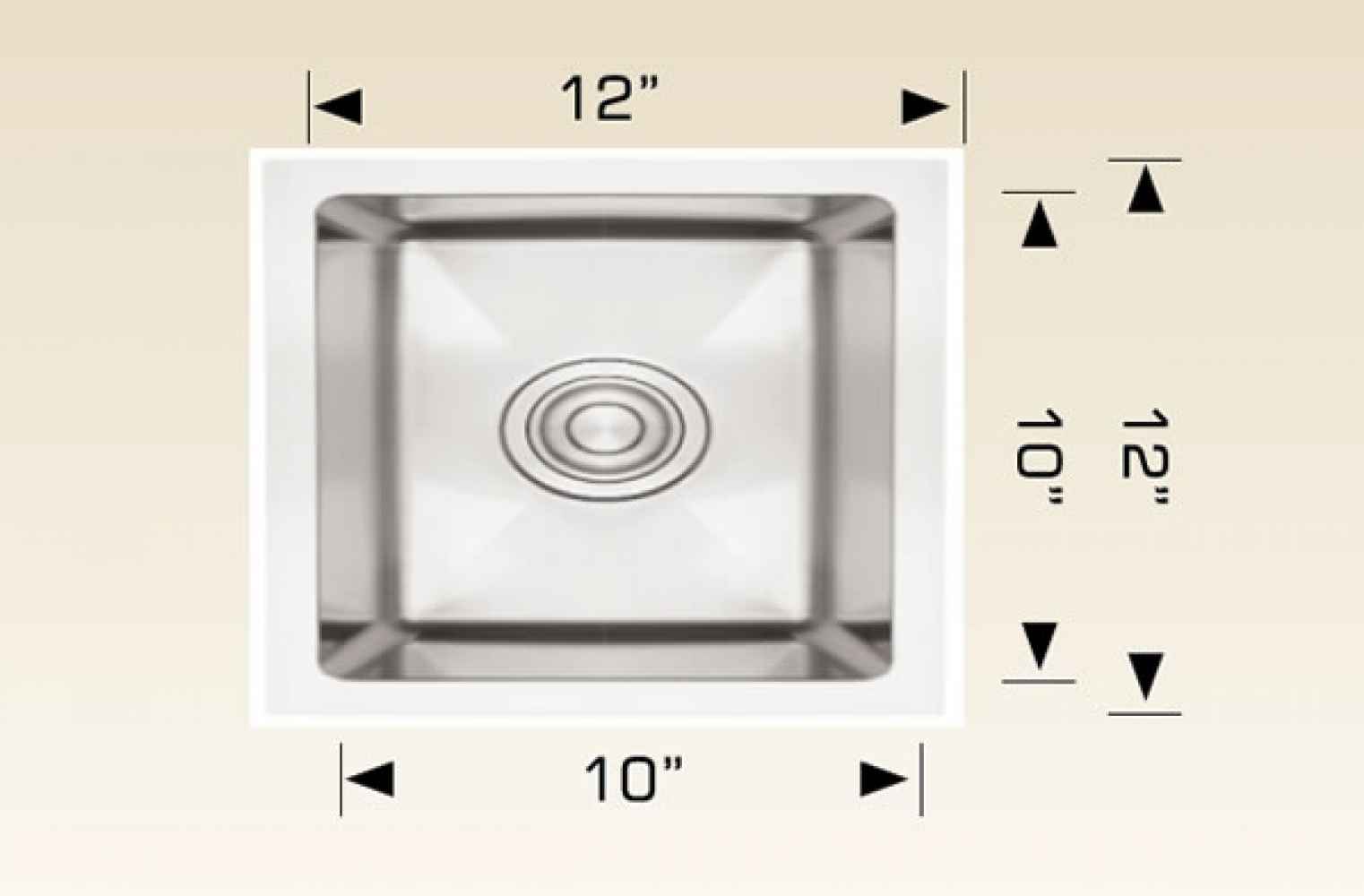 12-in. W Stainless Steel Kitchen Sink With 1 Bowl And 16 Gauge