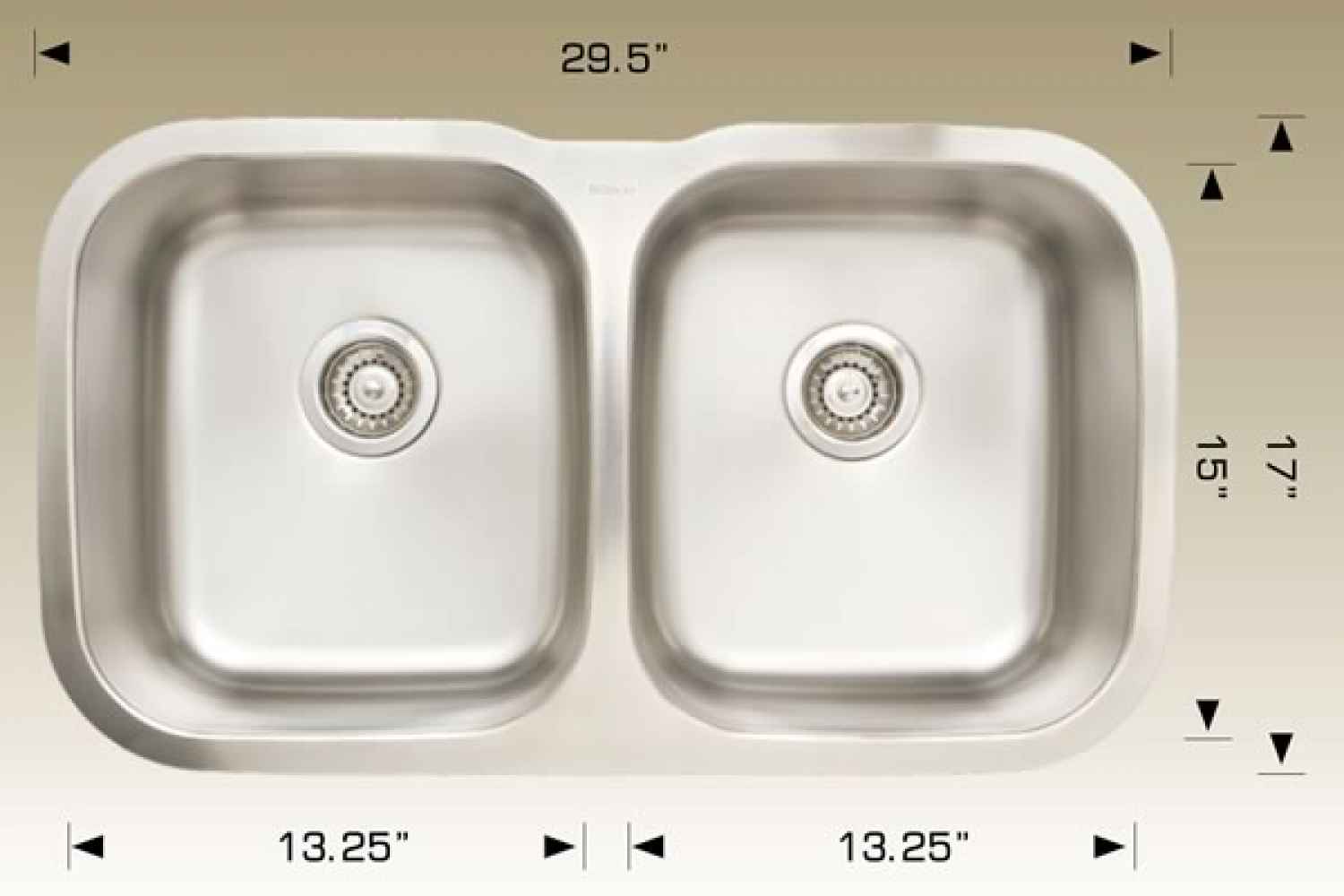 29.5-in. W CSA Approved Stainless Steel Kitchen Sink With 2 Bowl And 18 Gauge