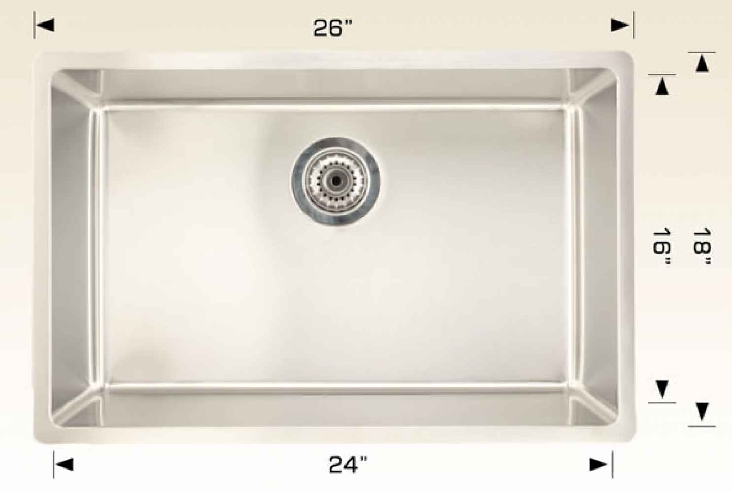 26-in. W Stainless Steel Kitchen Sink With 1 Bowl And 18 Gauge