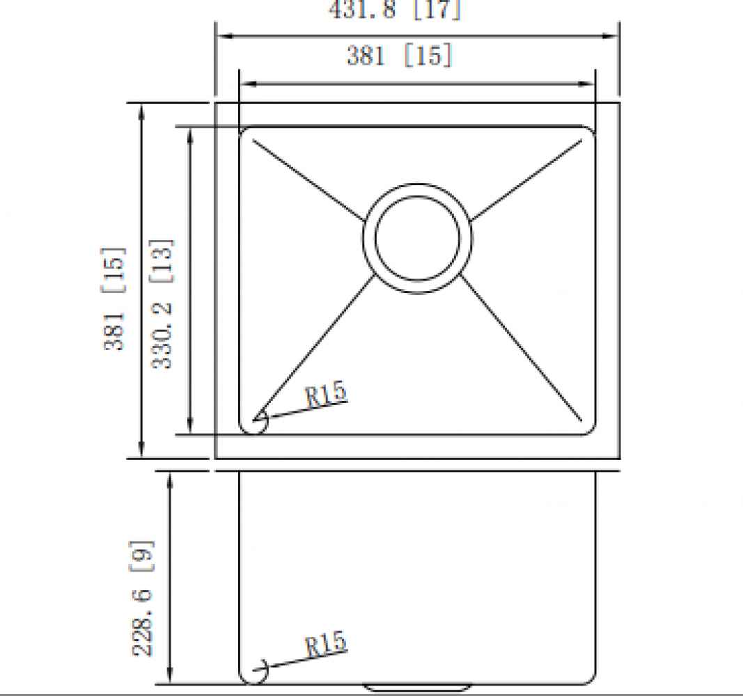 17-in. W CSA Approved Stainless Steel Kitchen Sink With 1 Bowl And 16 Gauge