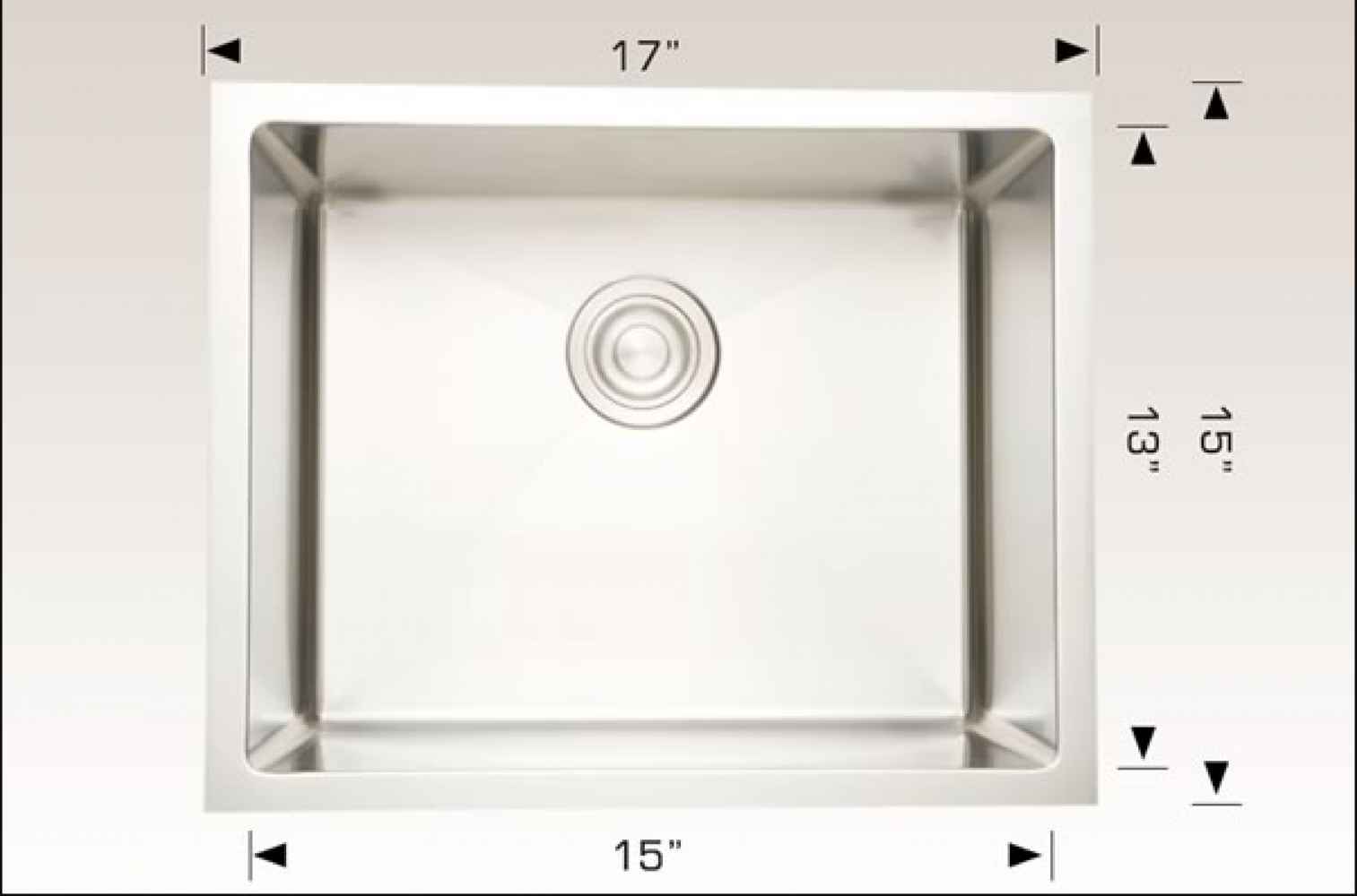 17-in. W CSA Approved Stainless Steel Kitchen Sink With 1 Bowl And 16 Gauge