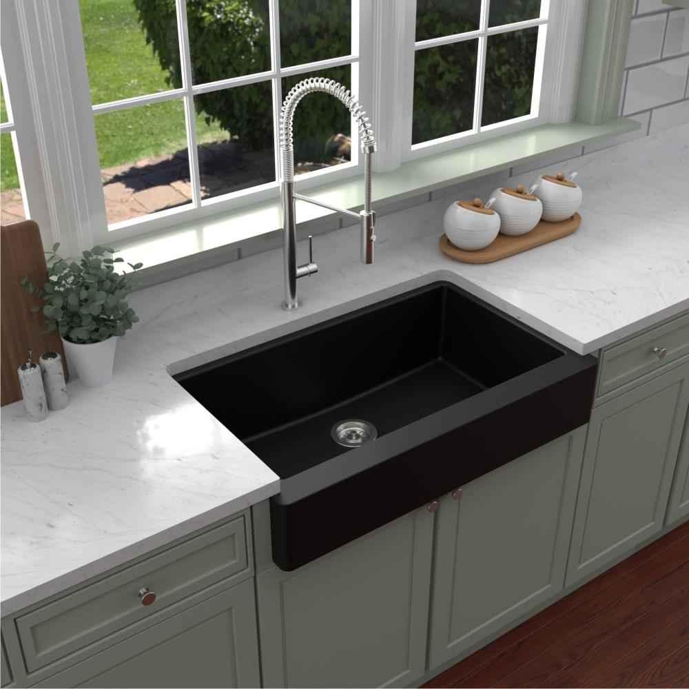 33-in. W CSA Approved Black Granite Composite Kitchen Sink With 1 Bowl