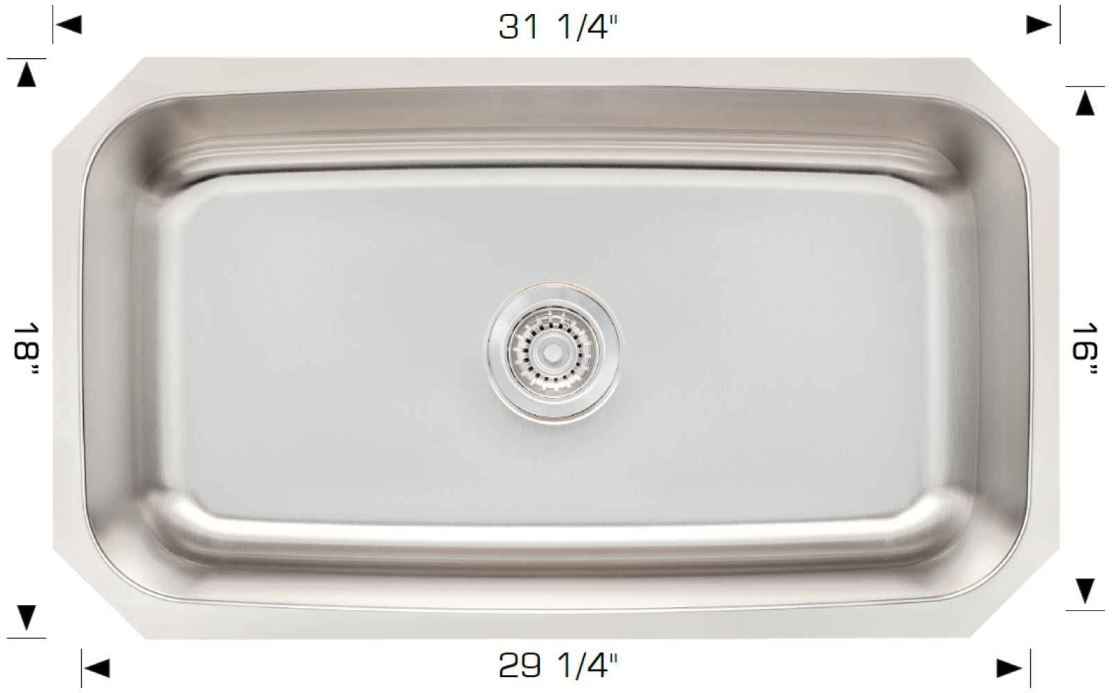 31.25-in. W CSA Approved Stainless Steel Kitchen Sink With 1 Bowl And 18 Gauge
