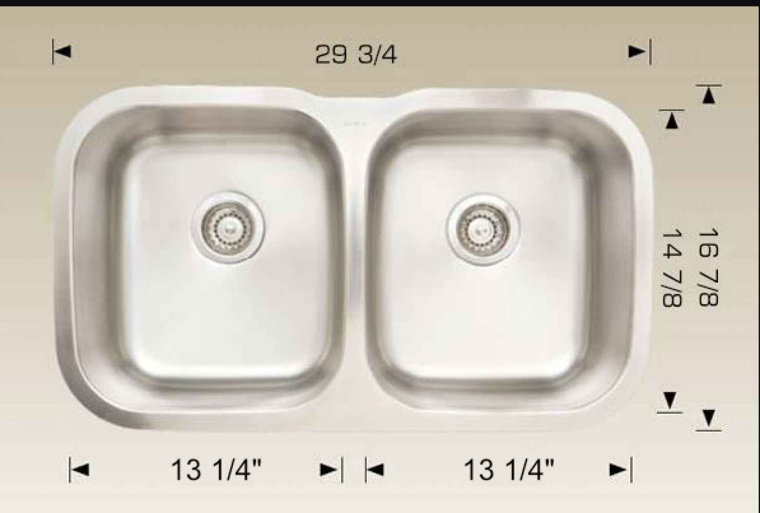 29.75-in. W CSA Approved Stainless Steel Kitchen Sink With 2 Bowl And 18 Gauge
