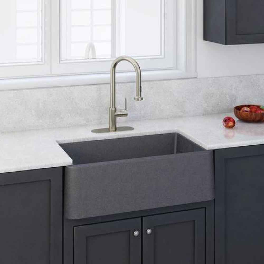 30-in. W CSA Approved Grey Granite Composite Kitchen Sink With 1 Bowl
