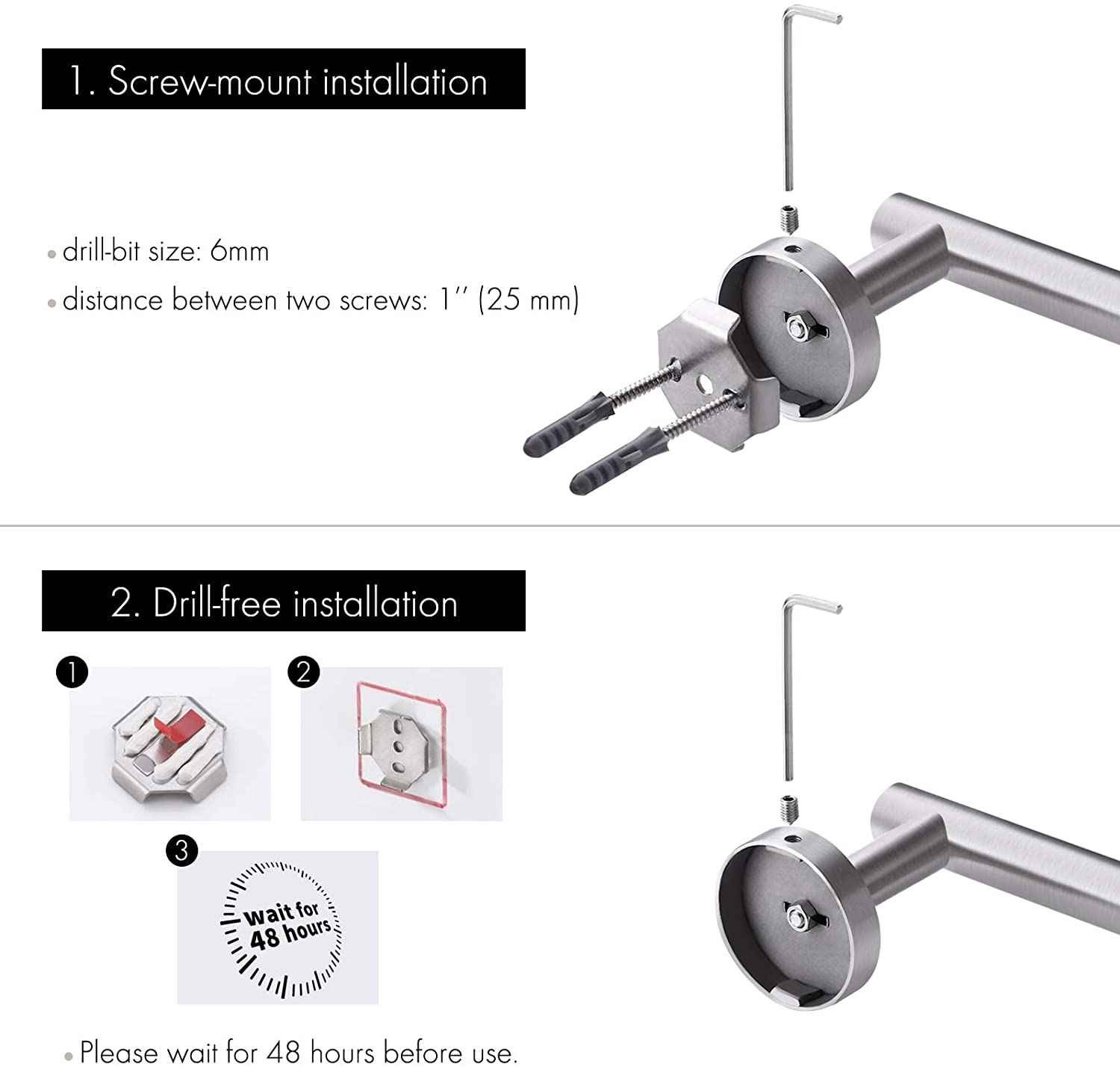28 in. x 2.5 in. x 1.5 in. Brushed Stainless Steel Towel Bar Stainless Steel