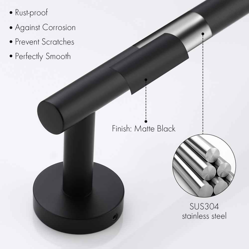 32 in. x 2.5 in. x 1.5 in. Black Towel Bar Stainless Steel