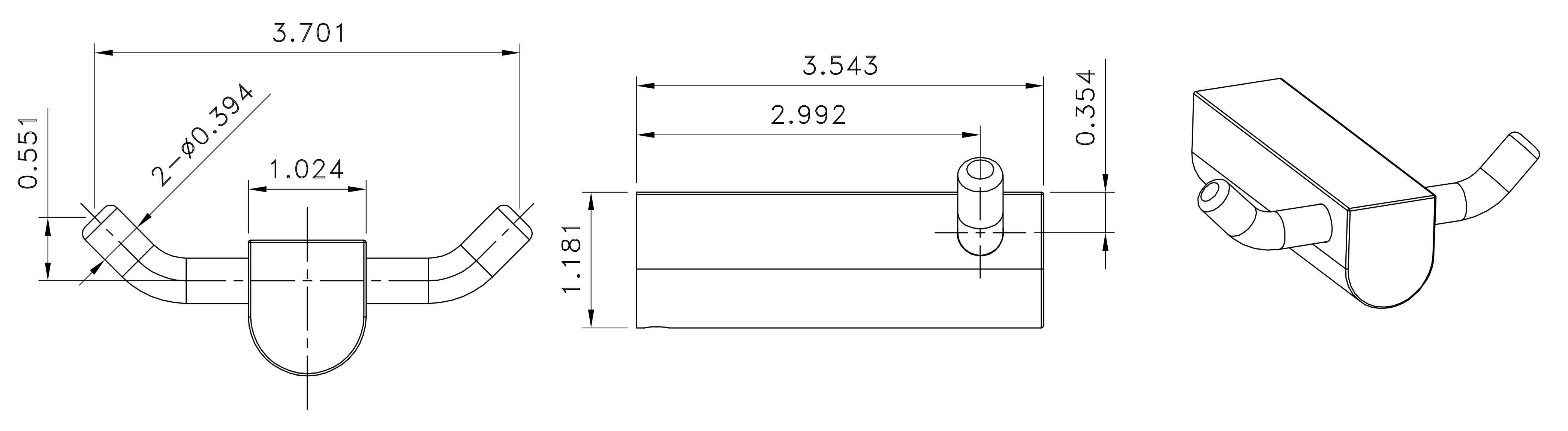 4-in. x 1.4-in. Robe Hook Chrome Stainless Steel