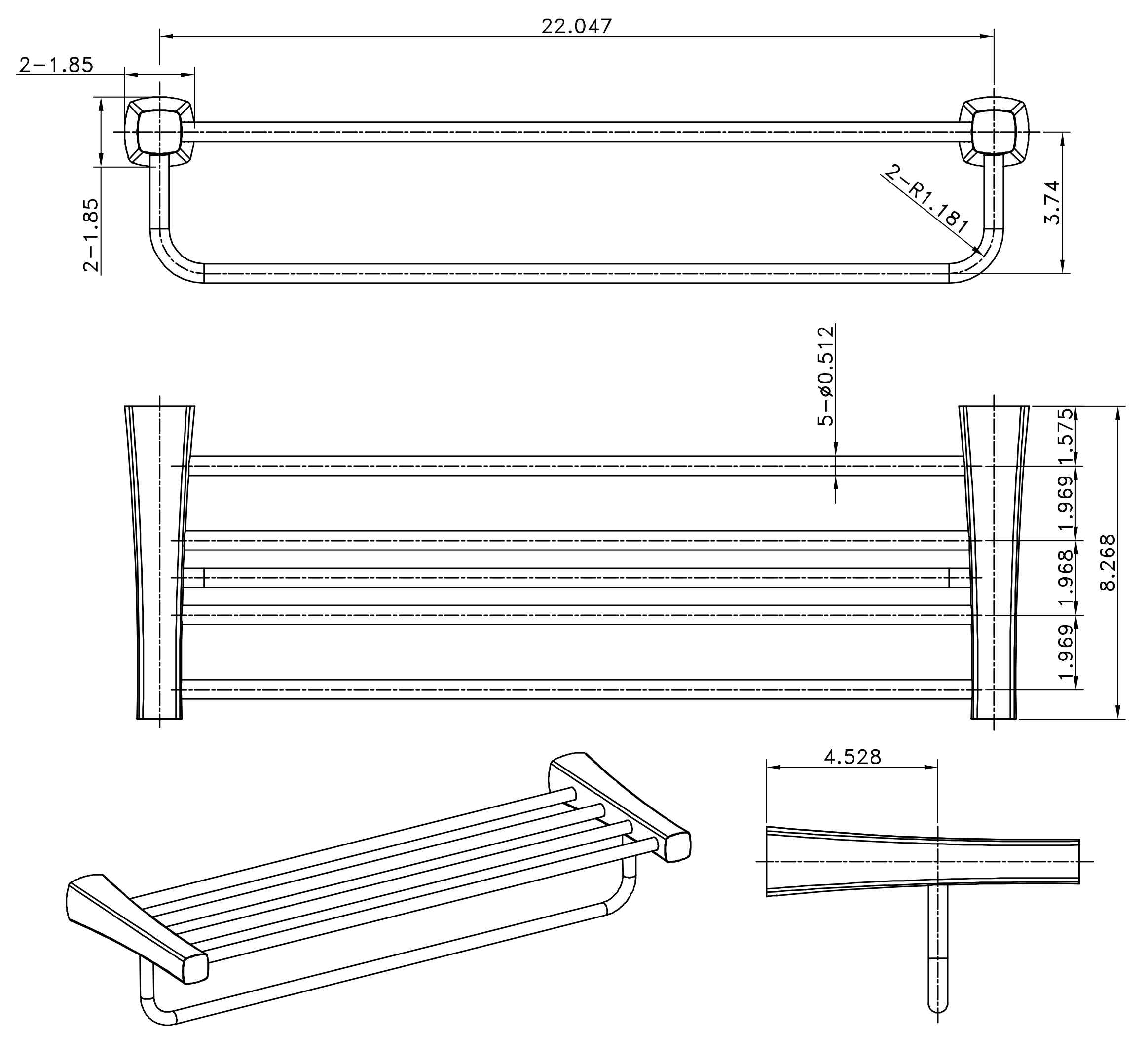 23.9 in. x  8.27 in. x  5.25 in.  Chrome Towel Bar Stainless Steel