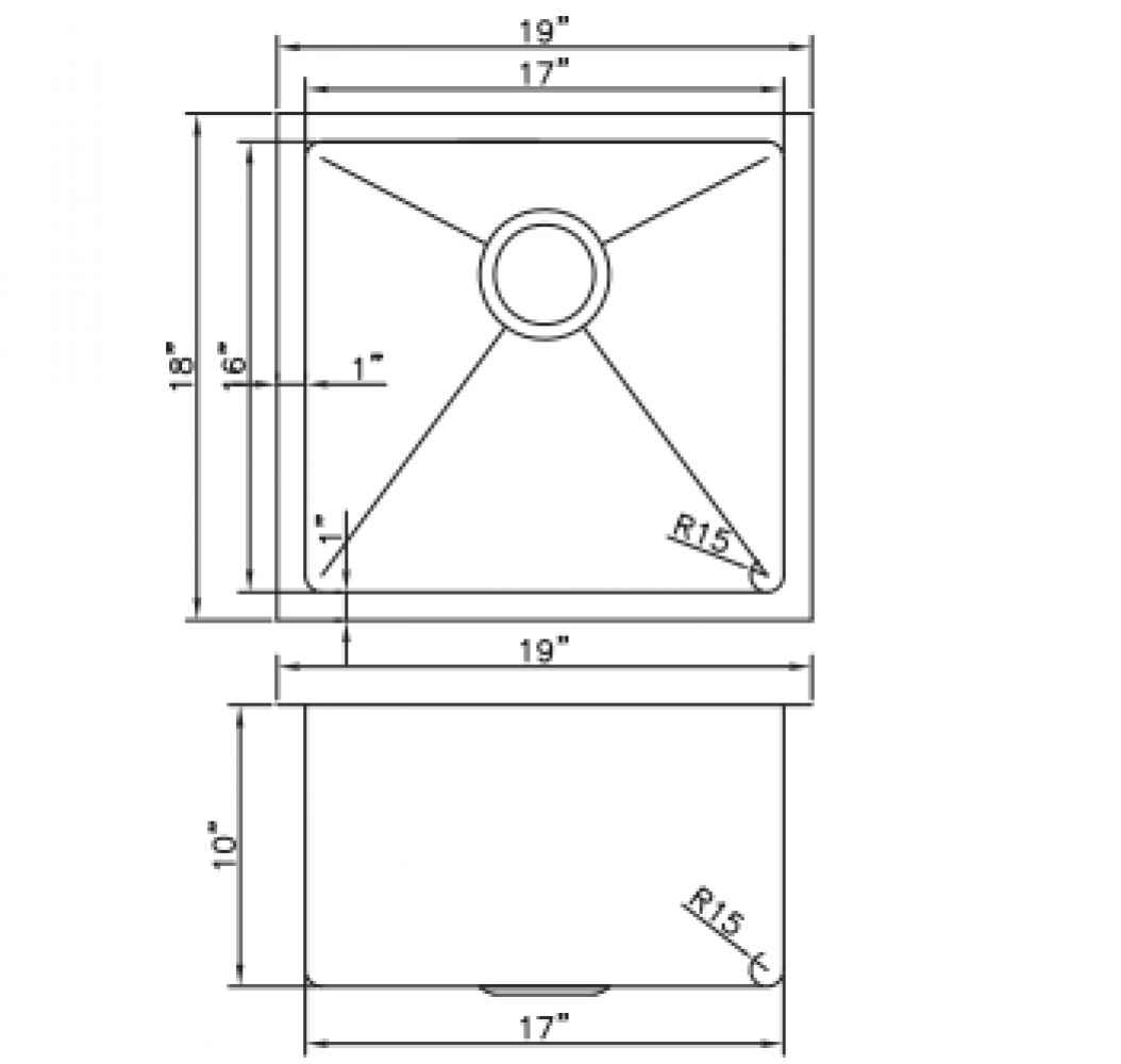 19-in. W CSA Approved Stainless Steel Kitchen Sink With 1 Bowl And 18 Gauge