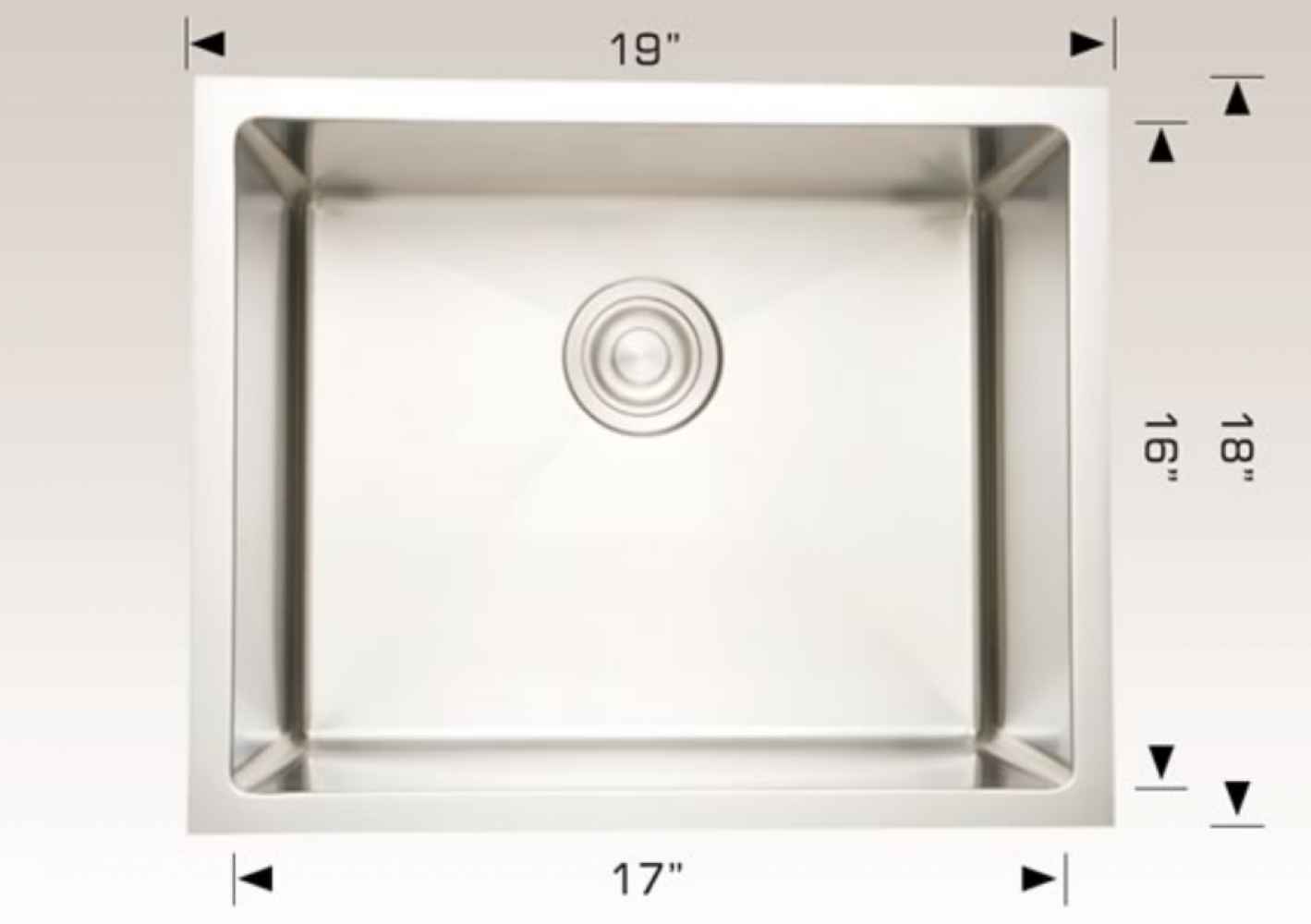 19-in. W CSA Approved Stainless Steel Kitchen Sink With 1 Bowl And 18 Gauge
