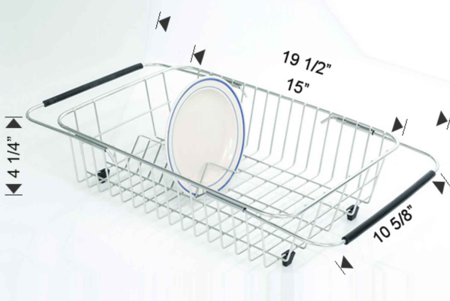 19.5 in. x 10.625 in. x 4.25 in. Stainless Steel Kitchen Plate Rack