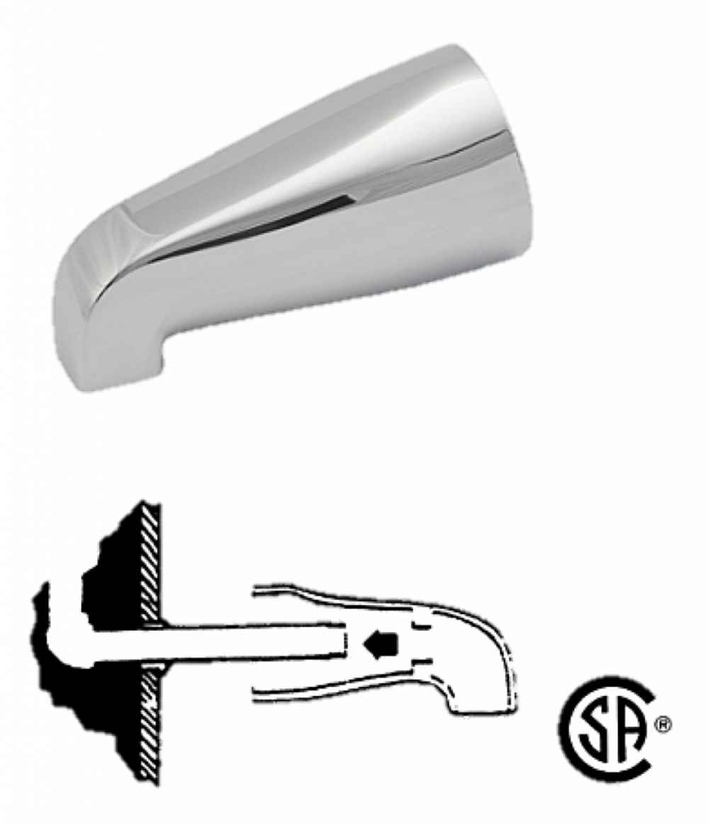 5.38 in. Spout Chrome Tub Spout in Brass