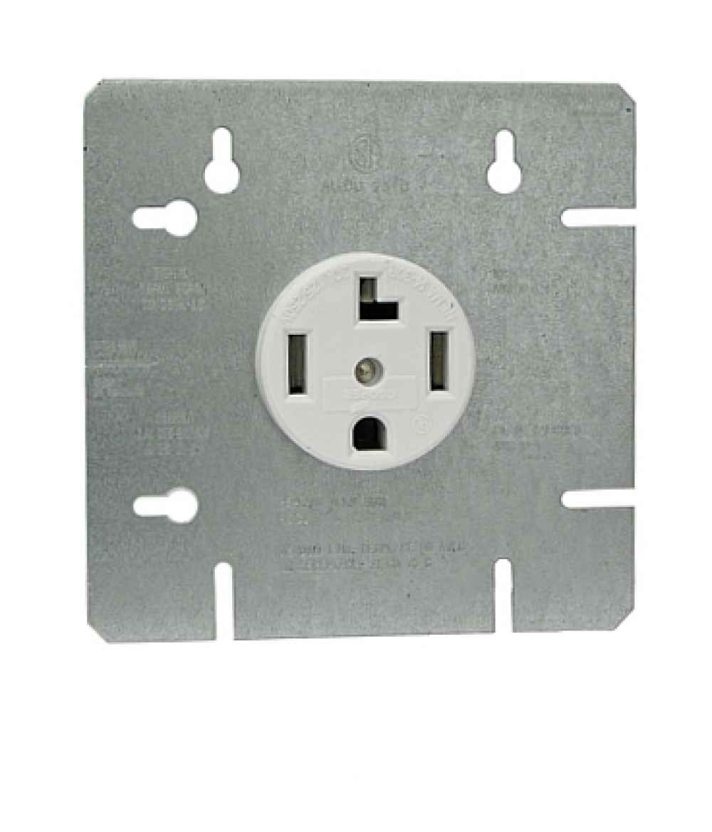 5.5 in. x 5.5 in. Electrical Dryer Receptacle 30 AMP  in White