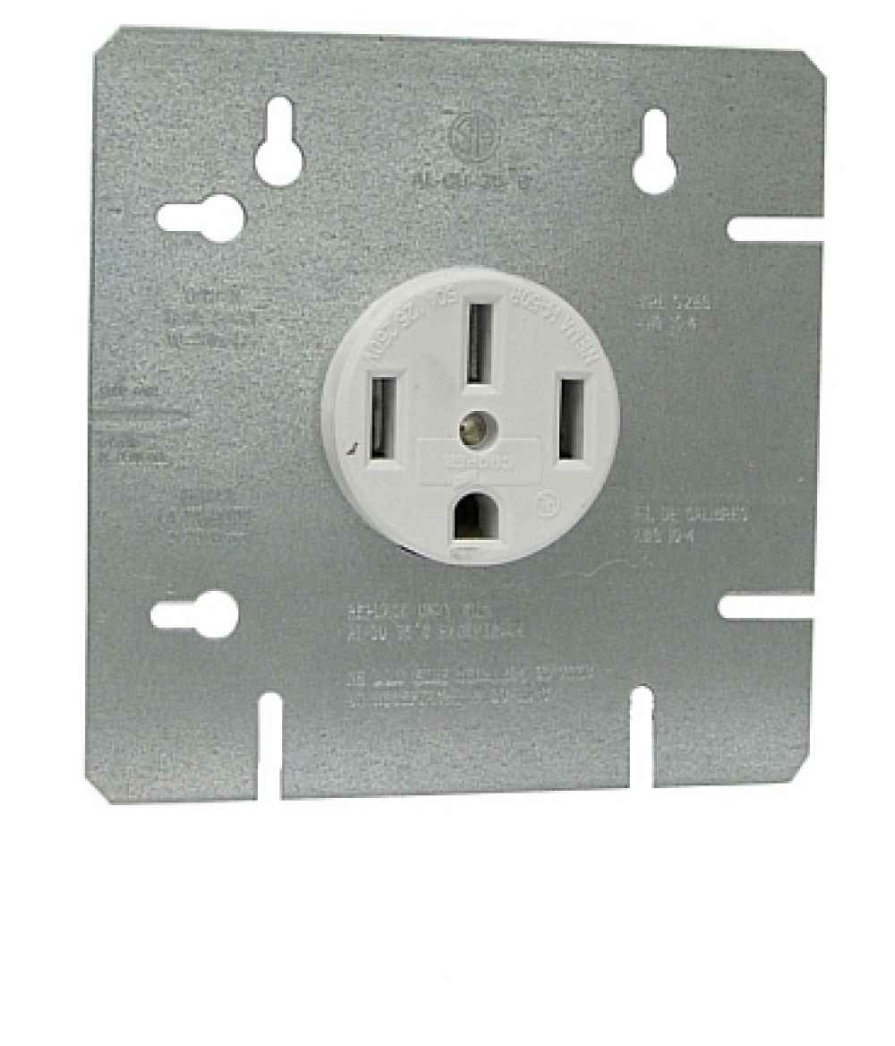 5.5 in. x 5.5 in. 50 Amp Electrical Range Receptacle   in White