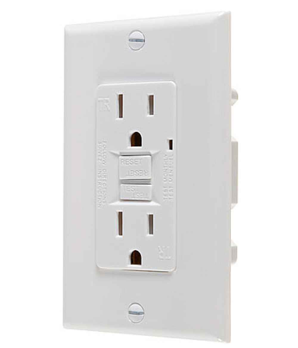 15 AMP Rectangle White Electrical GFCI Receptacle Aluminum