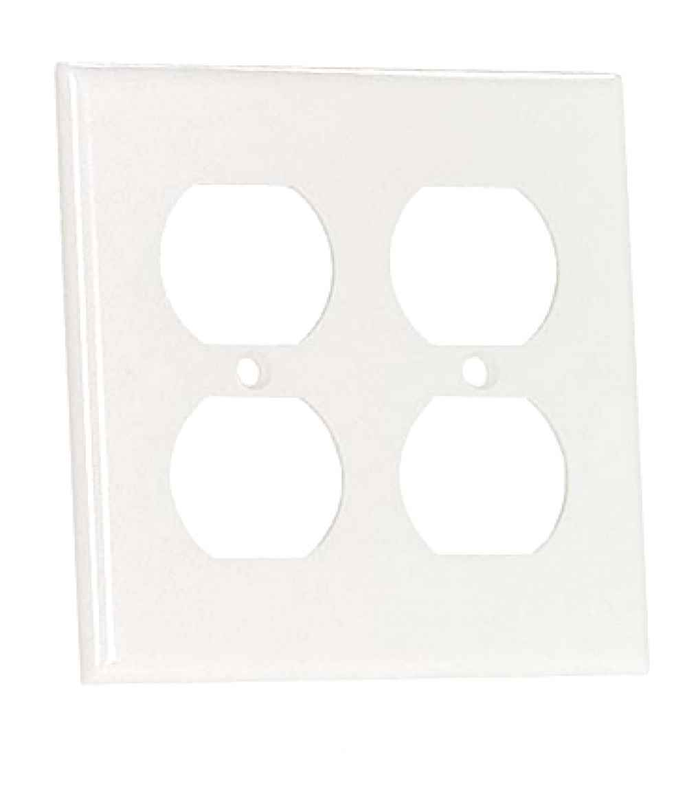 Square White Electrical Receptacle Plate Plastic