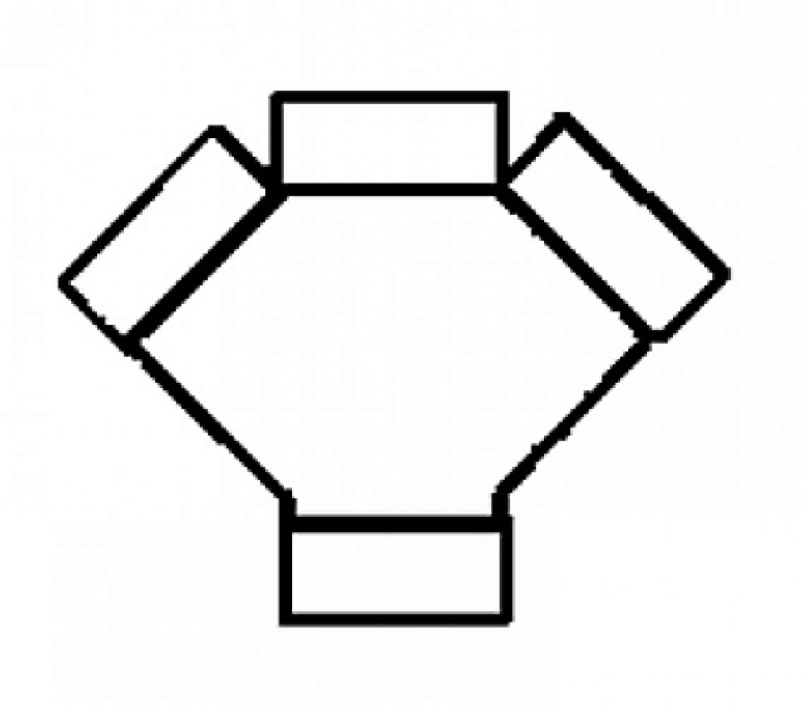2 in. x 2 in. x 2 in. ABS Double Wye