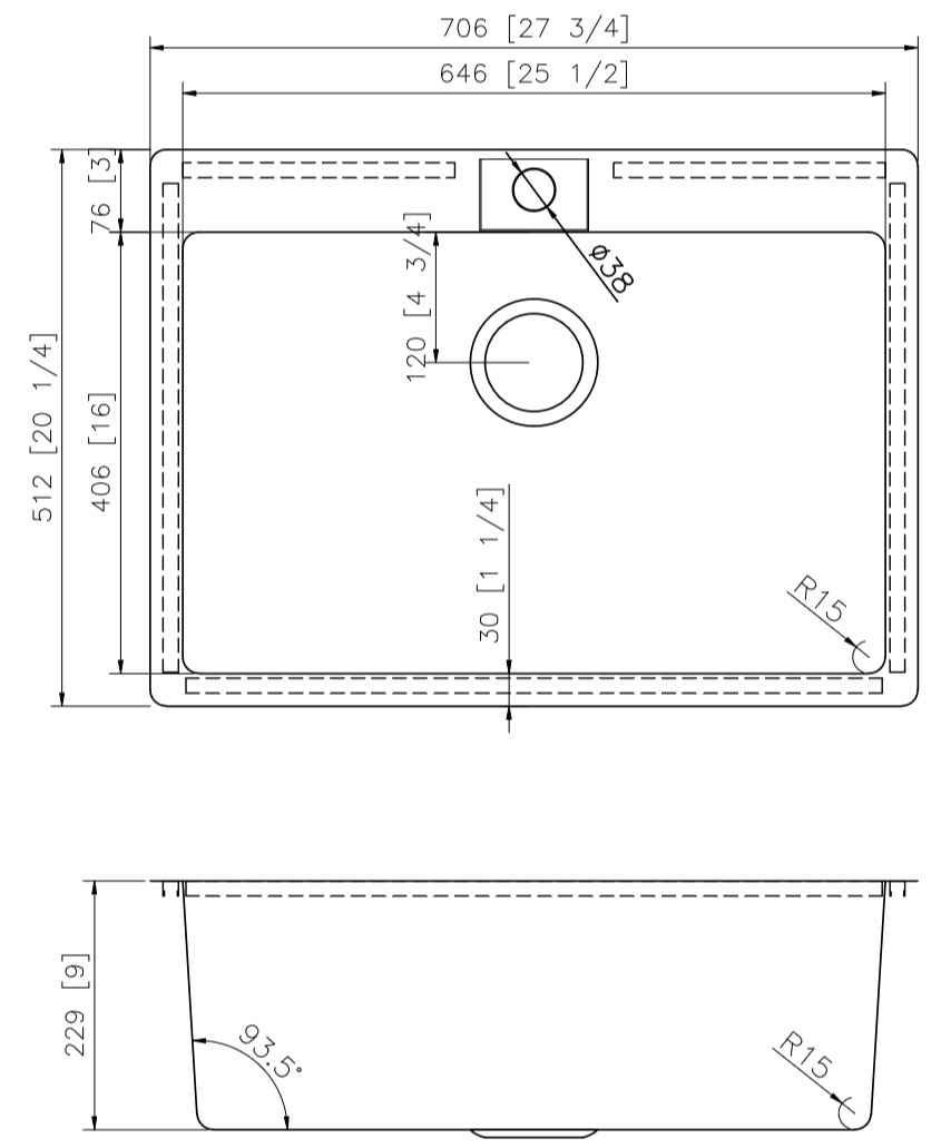 27.75-in. W CSA Approved Stainless Steel Laundry Sink With 1 Bowl And 18 Gauge
