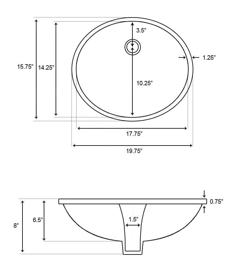 19.75-in. x 15.75-in. Ceramic Bathroom Undermount Sink In Biscuit