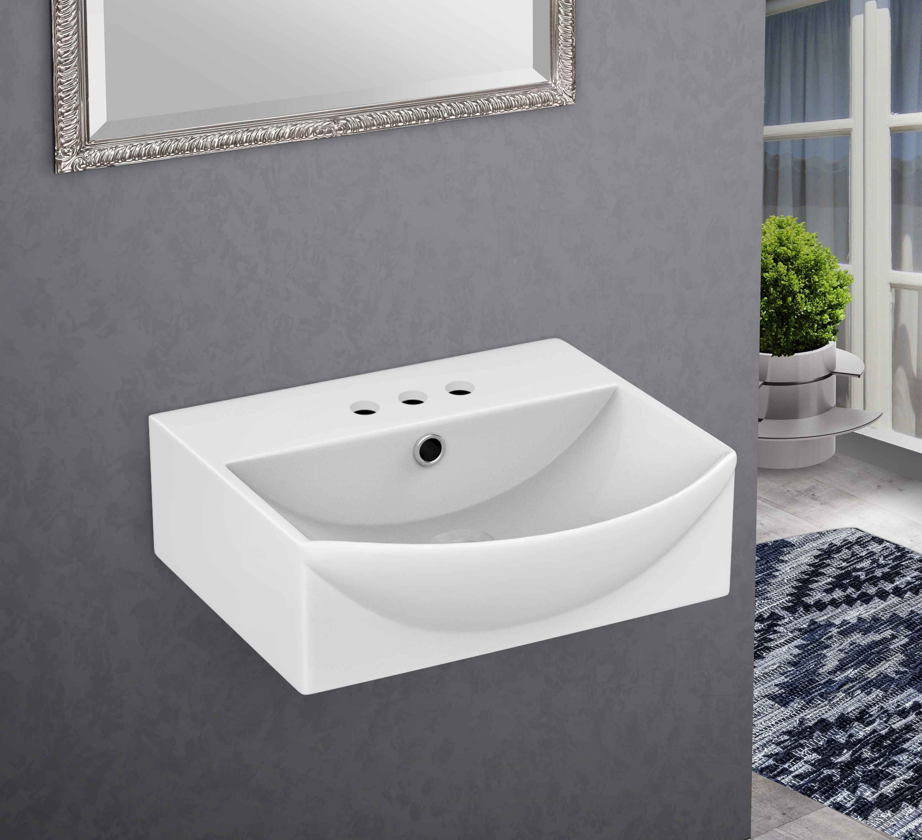 13.75-in. x 14-in. Rectangle Bathroom Vessel Sink White Enamel Glaze