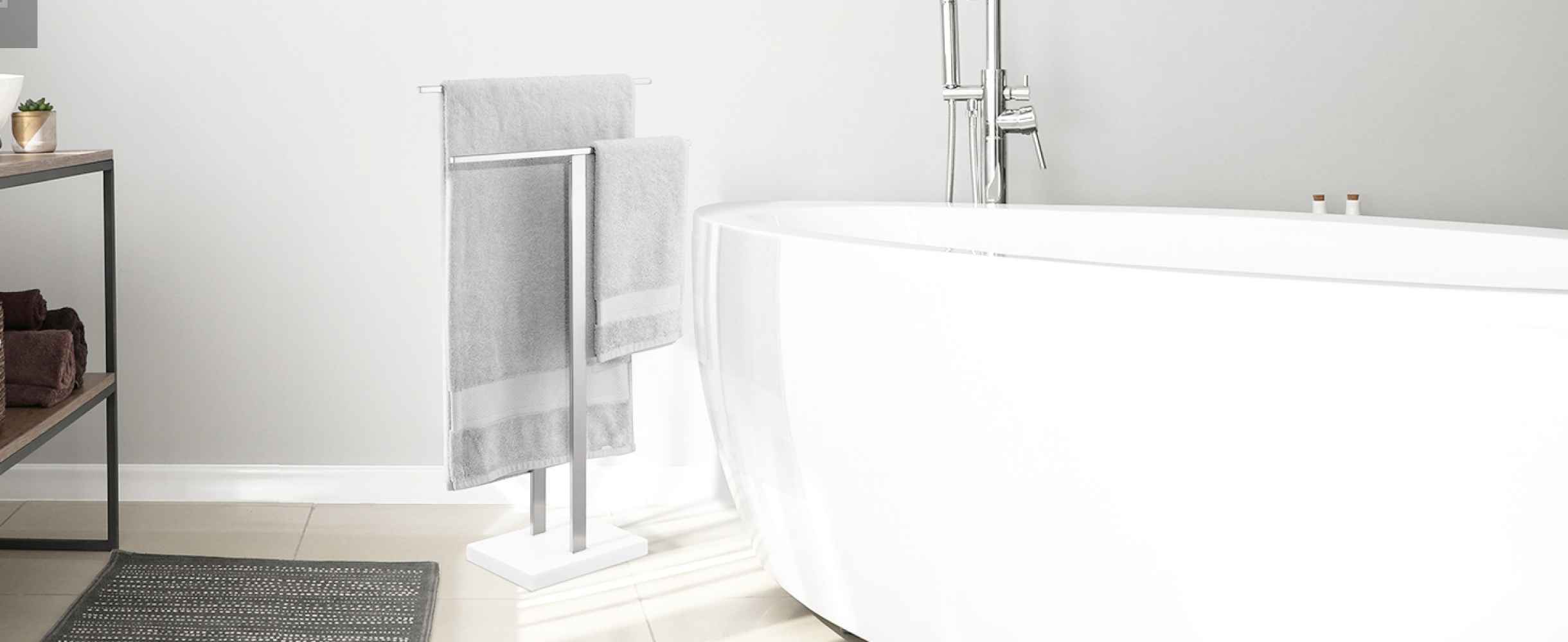 20 in. x 34 in. Floor Mount Brushed Stainless Steel Towel Rack Stainless Steel