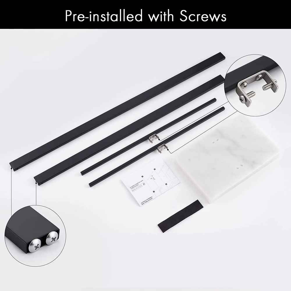 20 in. x 34 in. Floor Mount Matte Black Towel Rack Stainless Steel
