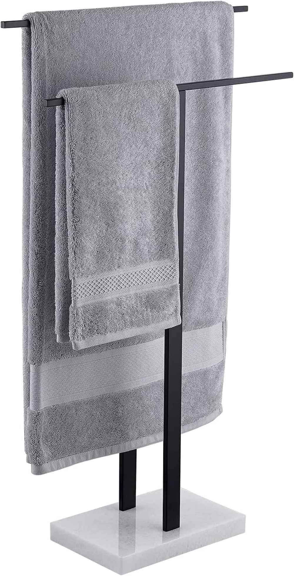 20 in. x 34 in. Floor Mount Matte Black Towel Rack Stainless Steel
