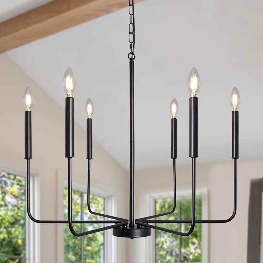 Ceiling Mount Chandelier in Matte Black UL Certified 60W Per Socket