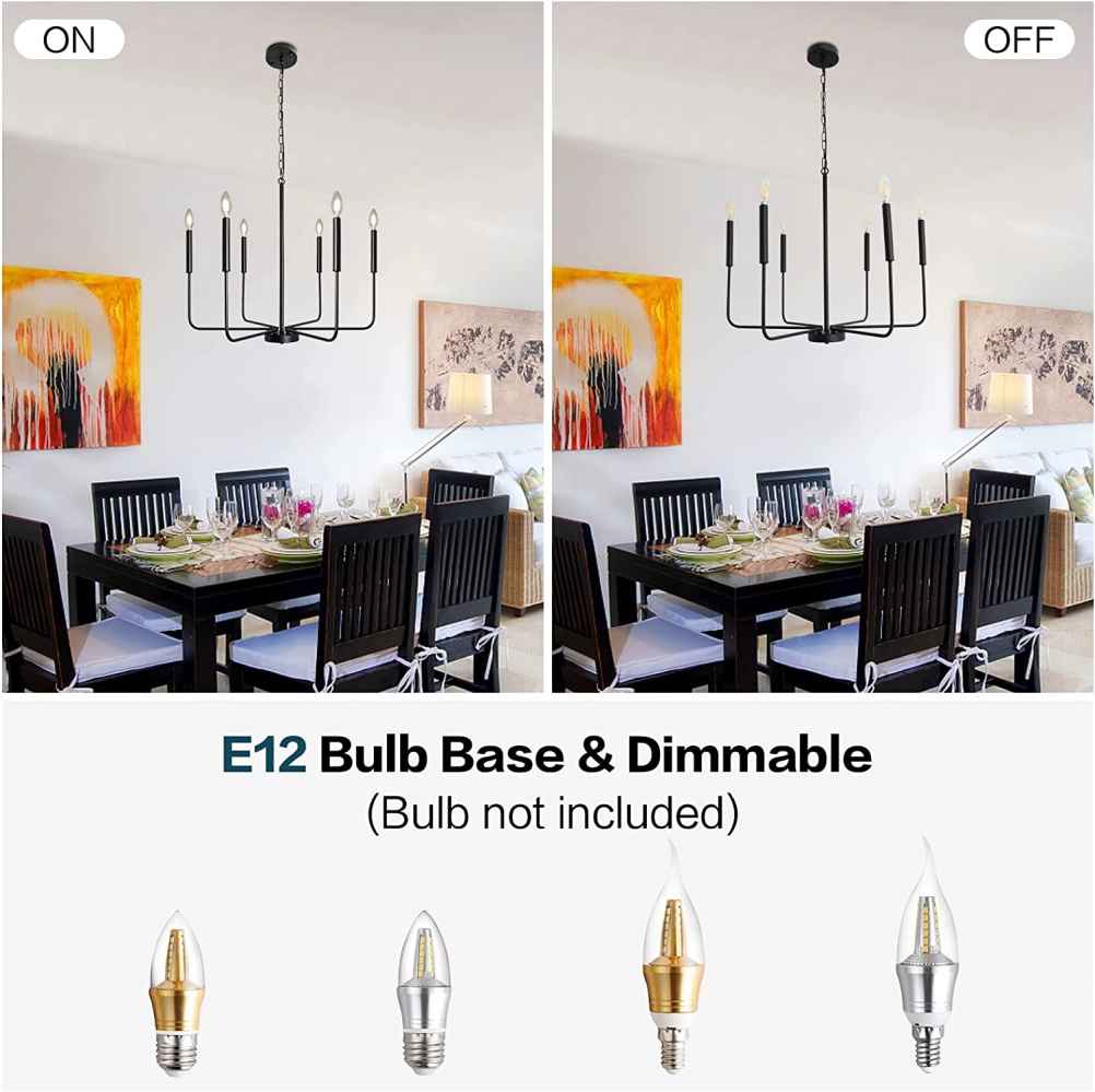 Ceiling Mount Chandelier in Matte Black UL Certified 60W Per Socket