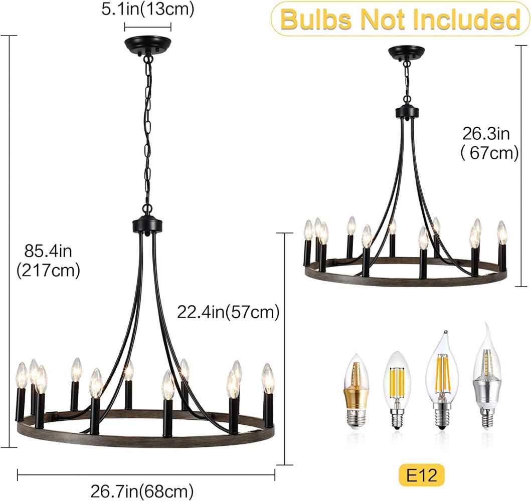 Ceiling Mount Chandelier in Brown UL Certified 60W Per Socket