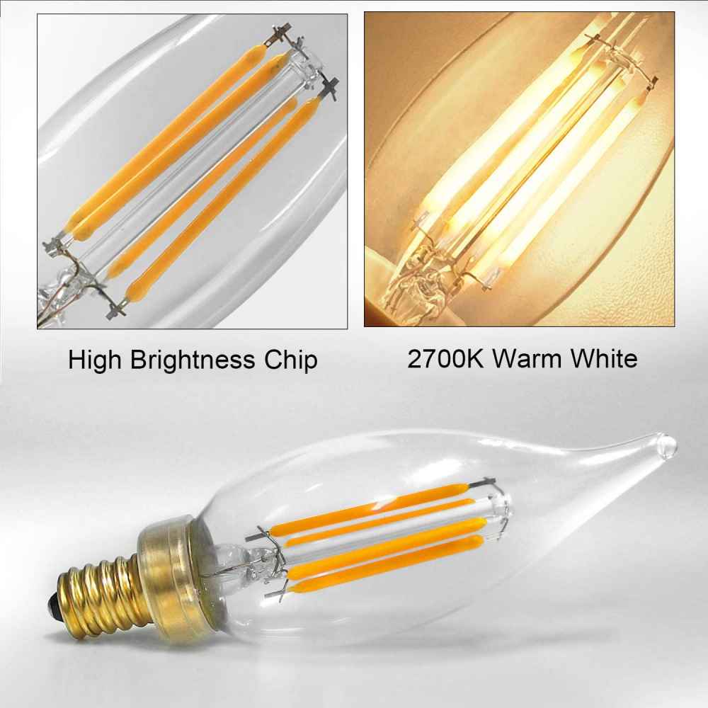 4W Bulb Socket Light Bulb Warm White Glass One Piece
