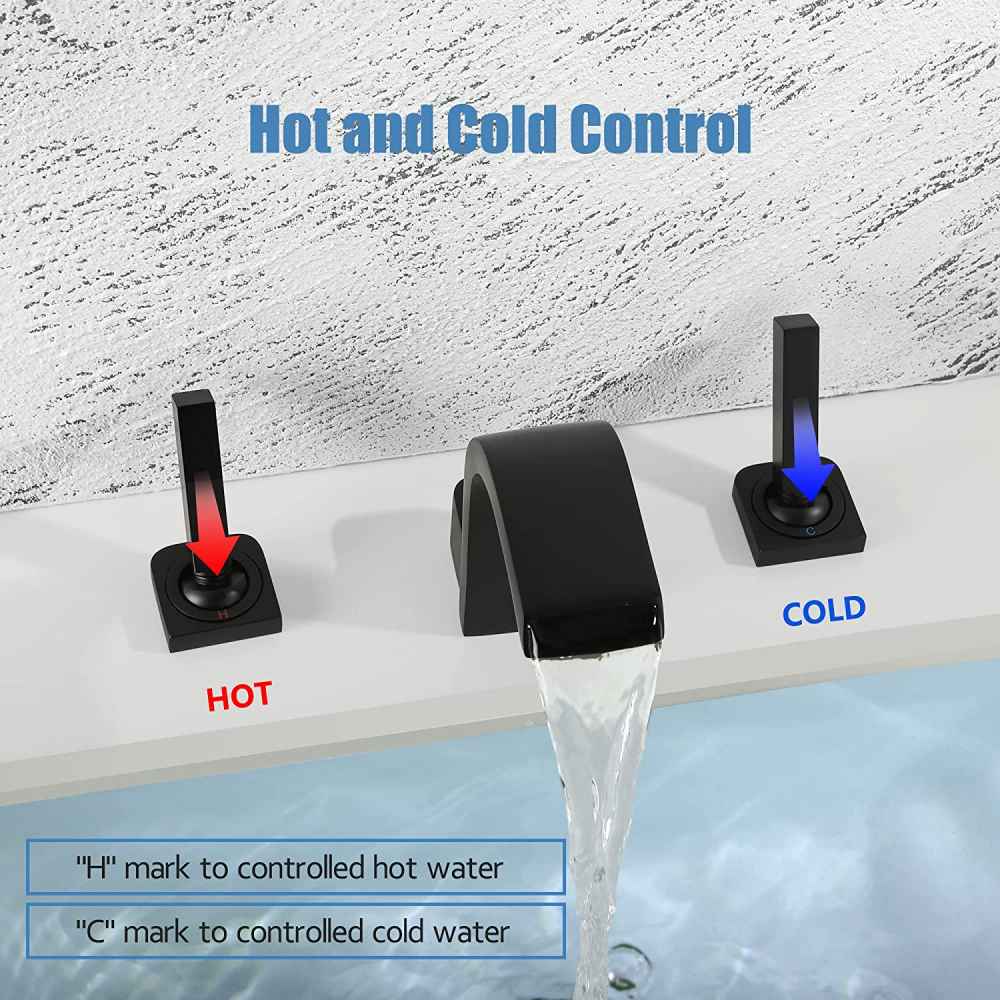 3H8-in. Black Bathroom Sink Faucet Black Brass