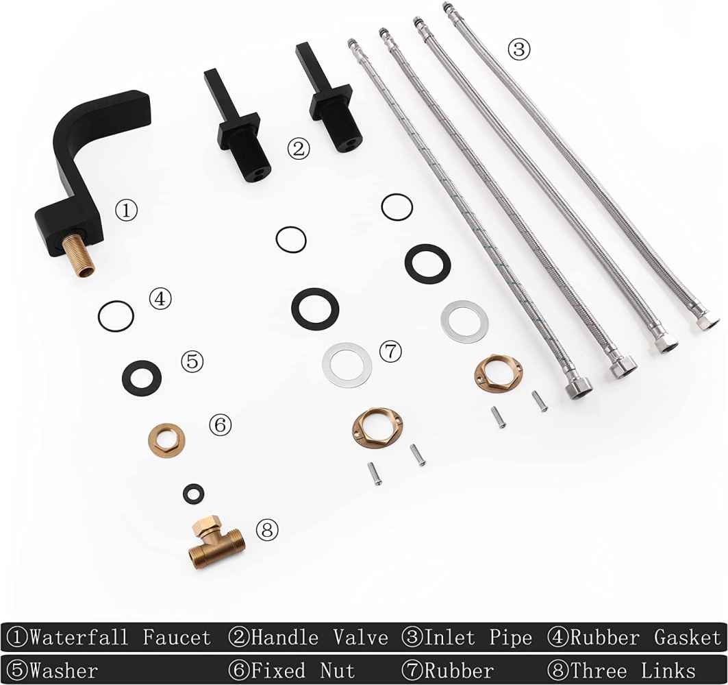 3H8-in. Black Bathroom Sink Faucet Black Brass