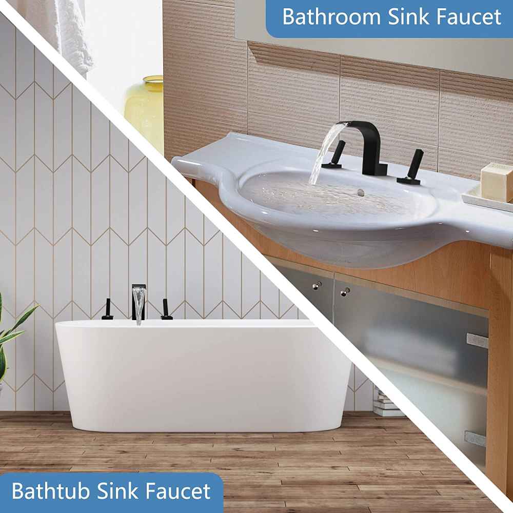 3H8-in. Black Bathroom Sink Faucet Black Brass