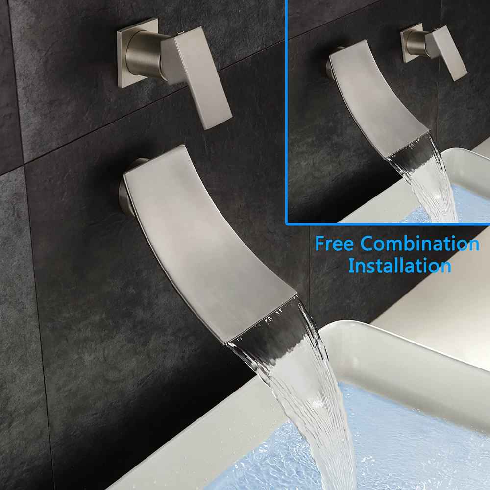 2 Hole Brushed Bathroom Sink Faucet Brushed Nickel Brass