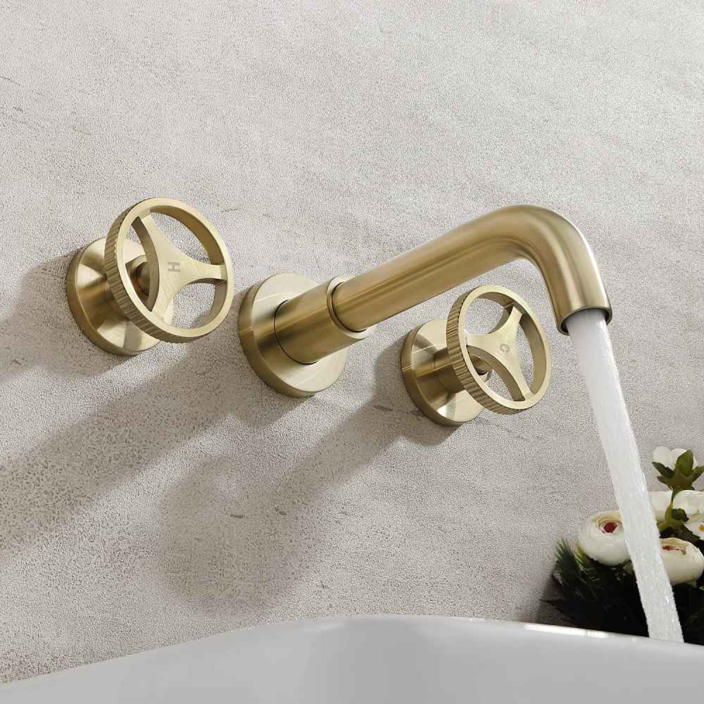 3H8-in. Brushed Bathroom Sink Faucet Gold Brass