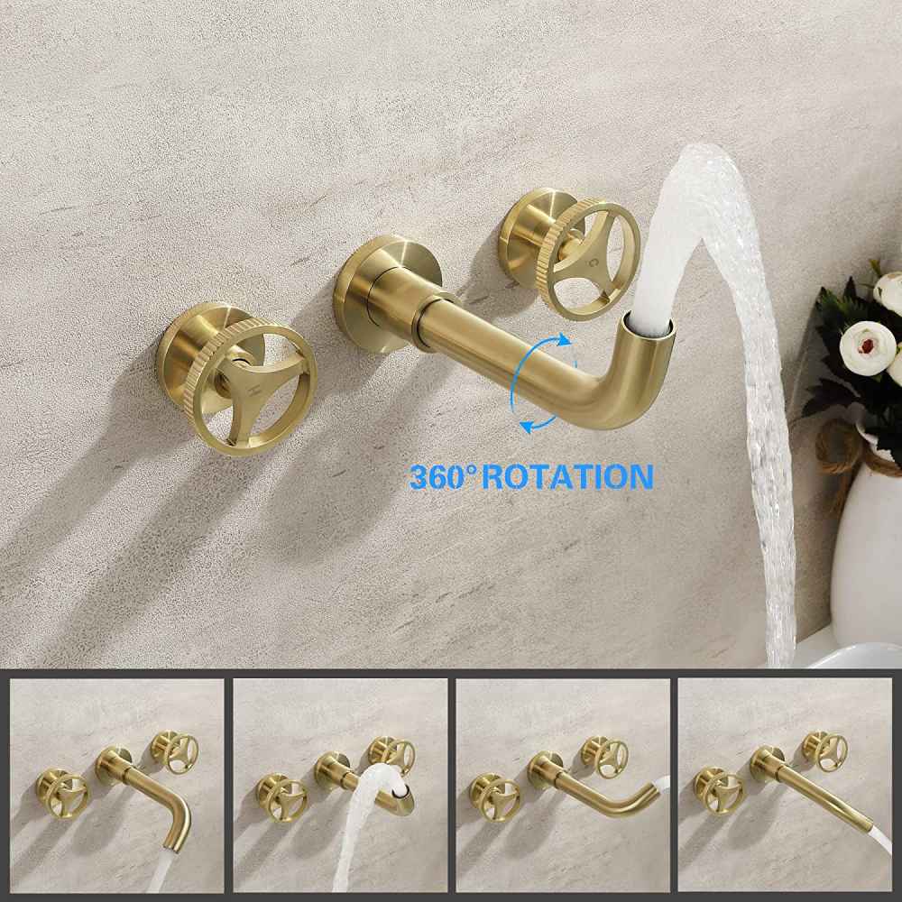 3H8-in. Brushed Bathroom Sink Faucet Gold Brass